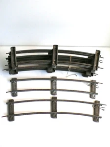 TRAINS BING ÉCHELLE "1" LOT DE 9 RAILS COURBES TÔLE Lg 35cm 1920 À NETTOYER N°2 - Imagen 1 de 4