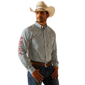 Ariat Men's Team Lochlan White Fitted Button Down Shirt 10048421 - Picture 1 of 35