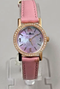 Techno Master Womens Pink Pearl Dial Pink Genuine Leather Band Watch TM2088 23mm - Picture 1 of 2