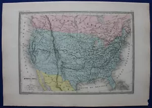 ESTADOS UNIDOS DE AMÉRICA, EE. UU., mapa antiguo original, Malte-Brun c.1882 - Imagen 1 de 4