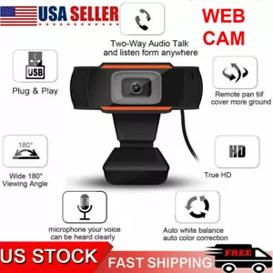 HD 1080P Webcam Auto Focusing Web Camera W/ Microphone For PC Laptop Desktop - Picture 1 of 12