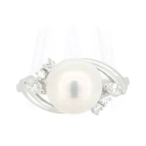 Mikimoto pearl and diamond ring 9.4mm US Size 6 PT950 (platinum) - Picture 1 of 8