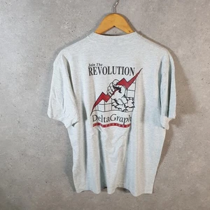 T-shirt vintage Screen Stars Revolution Delta Graph punto singolo uomo XL grigio - Foto 1 di 7