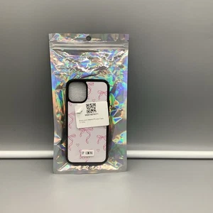 Funda de teléfono rosa, blanco y negro contorno arcos y corazones: se adapta a iPhone 12 Mini NUEVO - Imagen 1 de 3
