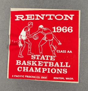 1966 RENTON High School State Basketball Championship Sticker Decal - Picture 1 of 3