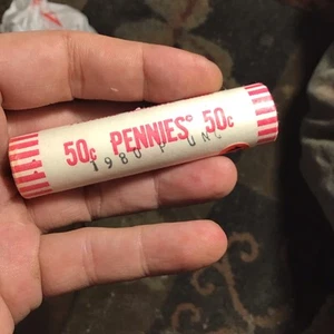 1980-p Roll Lincoln Cents ,unc.bank Rapped - Picture 1 of 6