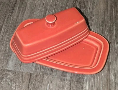Fiesta Persimmon 1/4 Lb Covered Butter Dish Fiestaware USA Orange Homer Laughlin - Image 1 of 4