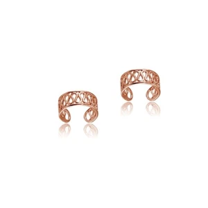 Rose Gold Flashed Sterling Silver Polished Filigree Swirl Clip On Ear Cuff - Picture 1 of 2
