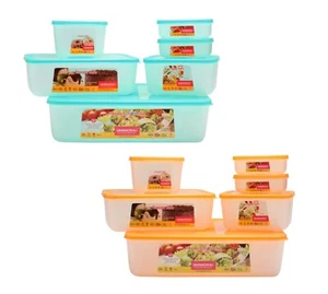 Food Storage Containers Plastic Freezer Fridge Safe Tubs Boxes Lid Meal Prep 6PC - Picture 1 of 20
