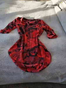 Longer Length Tunic Blouse By Roman Originals Size 10 Red And Black - Picture 1 of 6