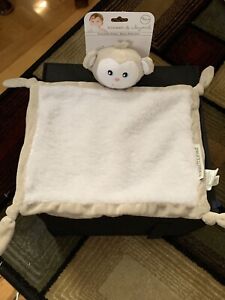 NEW BLANKET BEYOND SECURITY MONKEY TAN Taupe White VELOUR Flat Furry Front Soft