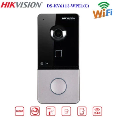 Hikvision DS-KV6113-WPE1(C) 2MP PoE WiFi Video Intercom IP Doorbell Waterproof - Image 1 of 4