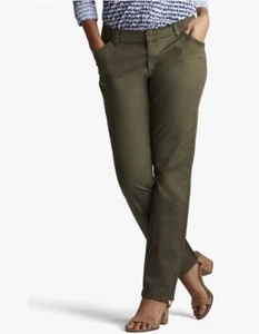 MUJER TALLA 18M LEE ESSENTIAL CHINO TIRO MEDIO PIERNA RECTA PANTALÓN MUSGO NUEVO CON ETIQUETAS - Imagen 1 de 1