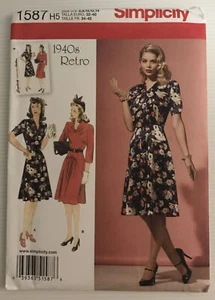 Simplicity 1587 Sewing Pattern Retro 1940s Petite Dress Sizes: 6-14 - Picture 1 of 7