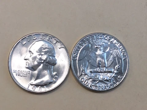 1961 D GEM BU SILVER WASHINGTON QUARTER. REALLY NICE COIN! Cover