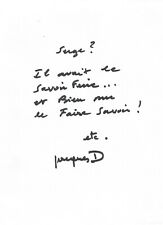 Jacques DUTRONC - Manuscrit autographe signé à propos de Serge GAINSBOURG