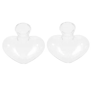 2 Pcs Love Glass Bottle Heart Jar Clear Hydroponic Vase Flower Container - Picture 1 of 12