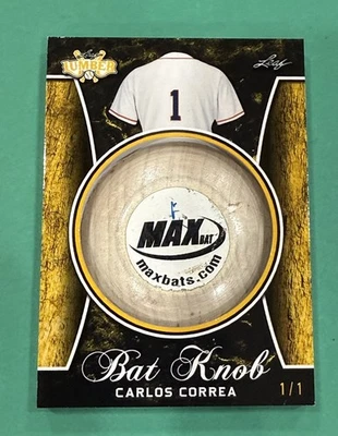 Hoja Madera Carlos Correa 2021 juego usado perilla de bate 1/1 Foto 1 de 2