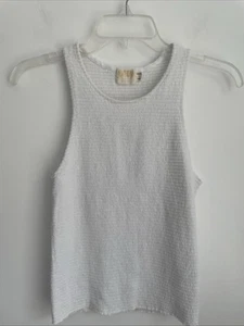 Nation Ltd Womens Size LARGE White Stretch 100% Cotton Tank Top - Picture 1 of 4