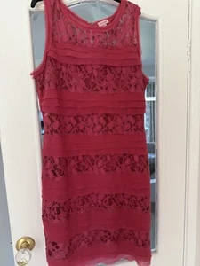Phase 8 Berry Chiffon And Lace Midi Dress Size 16 - Picture 1 of 6