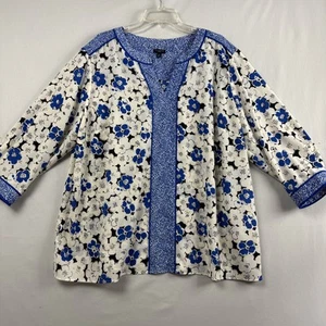Talbots Tunic Top Womens size 3X Floral Blouse 3/4 Sleeves Cottage Core - Picture 1 of 9