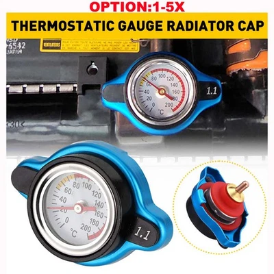 Tapa de radiador termostático de 1,1 bar clasificación de presión de 13 PSI con medidor de temperatura Foto 1 de 4