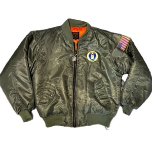 Giacca da volo bomber militare Bravo Series Burk's Bay M verde USA raso arancione - Foto 1 di 9