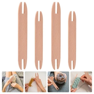 4Pcs Wooden Weaving Shuttle Knitting Tools for DIY Scarf Sweater Making - Picture 1 of 12