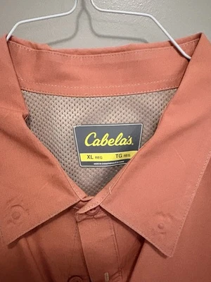 CABELA'S Outfitter Series Mens XL Orange Long-Sleeve Button-Down Shirt w/ Pocket - image 1 of 3