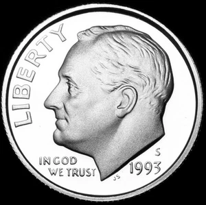 1993 S Roosevelt Clad Mint Proof Dime ~ USA Münze aus Original Proof Set  - Bild 1 von 2