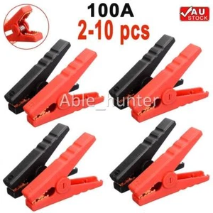 100A Car Battery Alligator Clip Test Terminal Clamps Set Black Red 2/10X AU AD - Picture 1 of 13