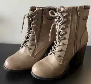 Call It Spring Boots Lace Up Ankle Booties Tan Women’s Size US 7. - Picture 1 of 6