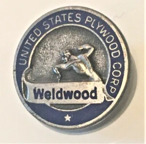 Pin de solapa WELDWOOD 3/4" plata esterlina United States Plywood Corp pinback - Imagen 1 de 6
