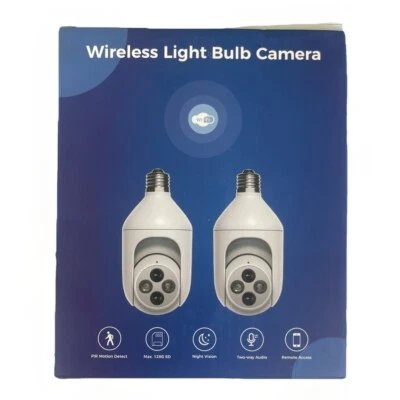 3MP Light Bulb Security Cameras Wireless Outdoor/Indoor WiFi w/ AI Motion Track - Image 1 of 4