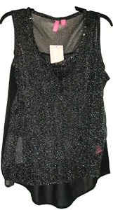 Hype High Low Gray Black Shimmer Sheer Top, Size 1X NEW NWT - Picture 1 of 5