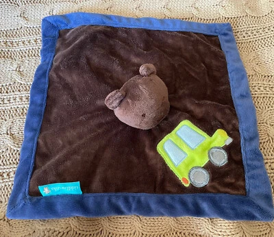 Tiddliwinks Teddy Bear Security Blanket Car Bus Truck Baby Brown Navy Lovey - Image 1 of 4