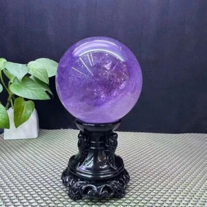 2,2 Pfund Top Natürliche Amethyst Quarz Kugel Quarz Kristallkugel Reiki Heilung + Ständer - Bild 1 von 11