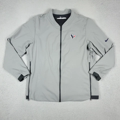 Nike Houston Texans Jacket Mens XL Gray Team Issued Zip Track Windbreaker NFL Cover