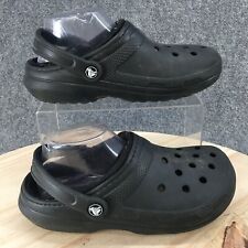 Crocs Sandals Womens 7 Clog Slingback Black Faux Fur Round Toe Casual Comfort