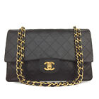 Chanel Double Flap 25 Quilted Cc Lambskin W/Chain Shoulder Bag Black/9Y2185