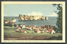 QUEBEC POSTCARD "ROCHER PERCE ET VILLAGE DU SUD OUEST"