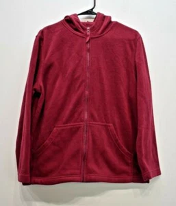 Bobbie Brooks Women Red Long Sleeve Full Zip Seam Pocket Fleece Jacket M(10/12) - Picture 1 of 9