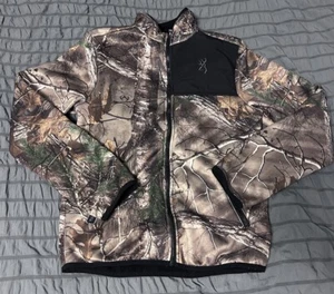 Browning Fleece Lined Zip Up Jacket Realtree Hunting Woods Men's Size Small EUC - Picture 1 of 20