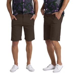 Pantalones Cortos Chinos Para Hombre Marrón Elásticos Algodón Calce Ajustado Informales Verano Medio Pantalón - Imagen 1 de 6