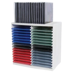 Unité rack de rangement pour étagère CD Fellowes pour 48 CD organisateur maison et bureau gris - Photo 1/4