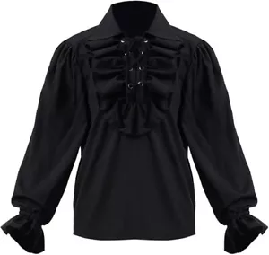Boys Medieval Pirate Shirt Renaissance Costume Colonial Ruffle Shirt Halloween - Picture 1 of 4
