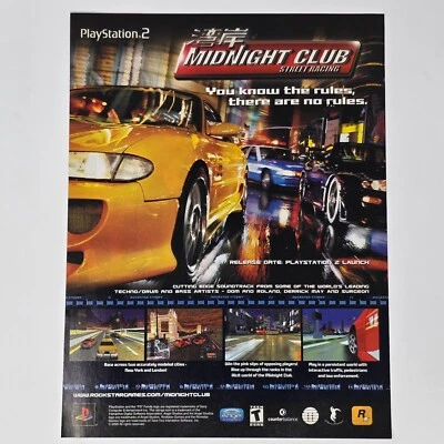 Midnight Club Street Racing PlayStation 2 PS2 No Rules Print Ad/Poster Promo Art - Image 1 of 2