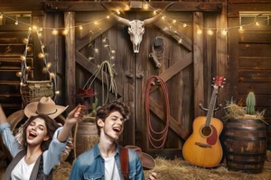 Western Cowboy Backdrop Wild West Theme Party Background Banner 7 x 5 ft Rust... - Picture 1 of 6