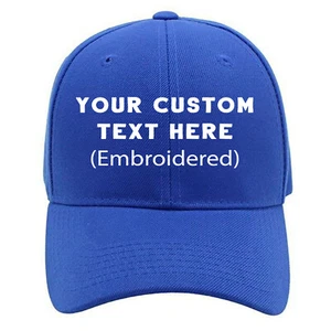 YOUR TEXT EMBORIDERED BLUE Baseball softball cotten Girl woman Men Dad Quality - Picture 1 of 12