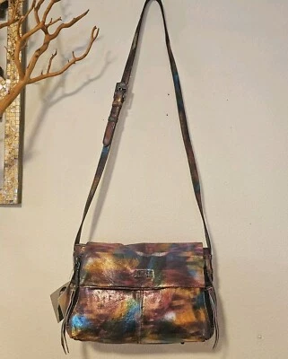 Mensajero de cuero teñido metálico AIMEE KESTENBERG NUEVO CON ETIQUETAS Foto 1 de 4